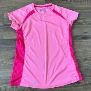 OUTDOOR RESEARCH Echo Top Tech T-Shirt Breathable Pocket Hike Womens Medium Pink